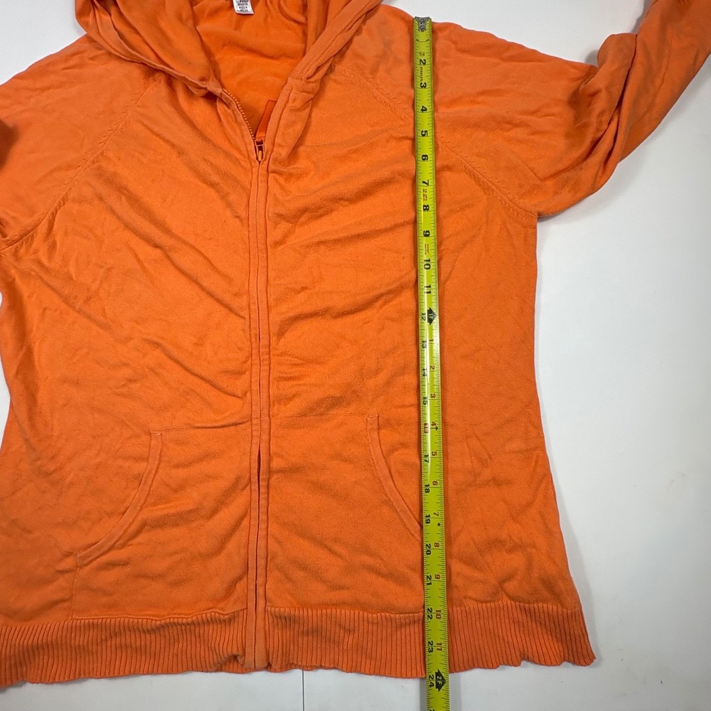 Lilly Pulitzer Orange 3/4 Sleeve Zip Hoodie Womens Large Coastal Preppy - Picture 3 of 8